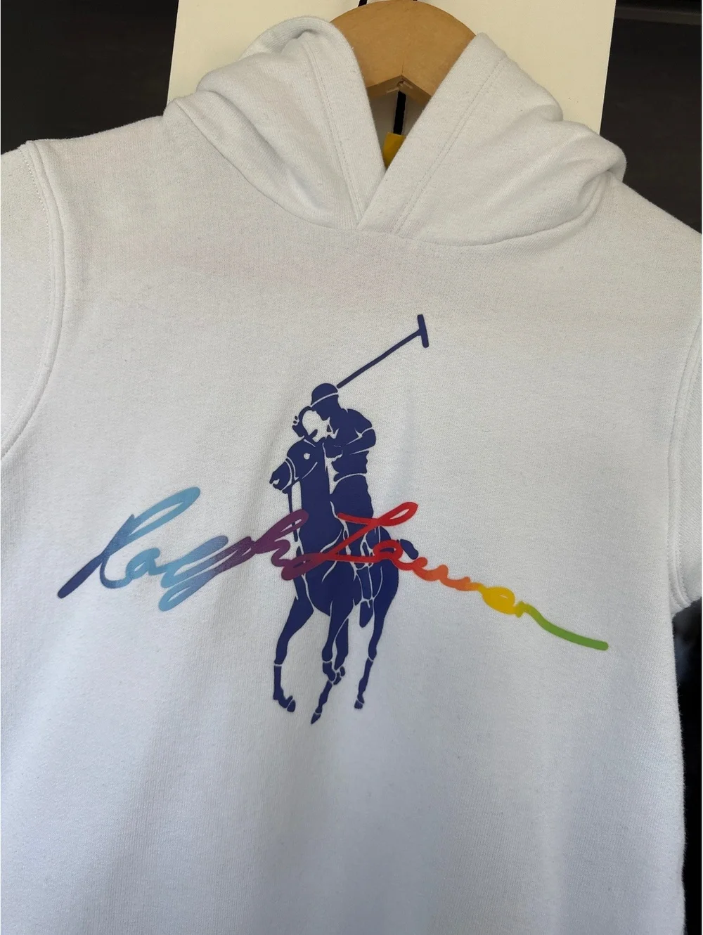 Polo Ralph Lauren Girls Hooded Sweatshirt Dress White Big Pony Size 12-14 L